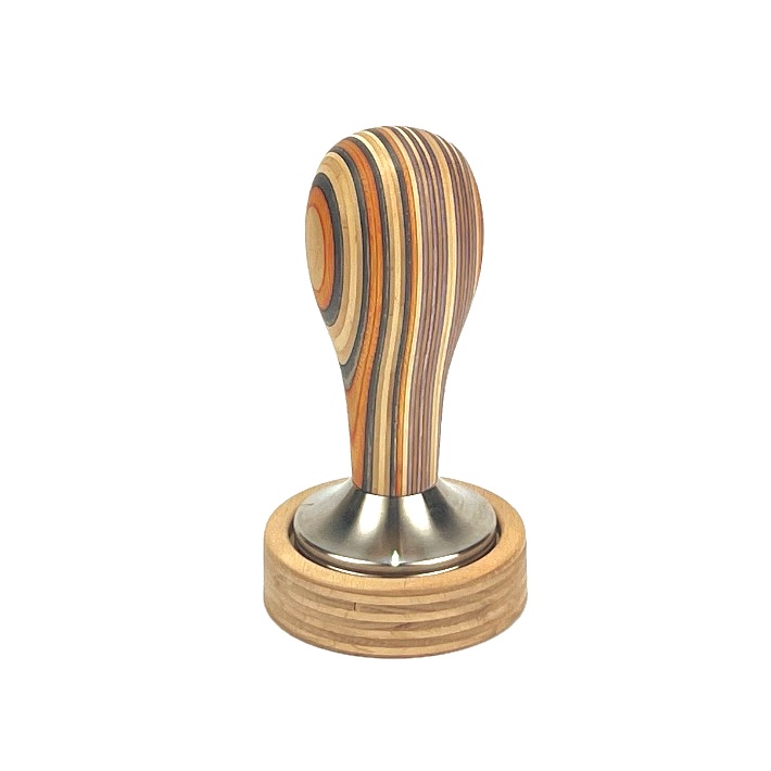Espresso Tamper mit Untersetzer (Skatewood, 58 mm)